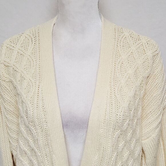 VINTAGE 1970s Brittany Bay Butter Yellow Corded Knit Button Up Cardigan XL - Picture 3 of 11